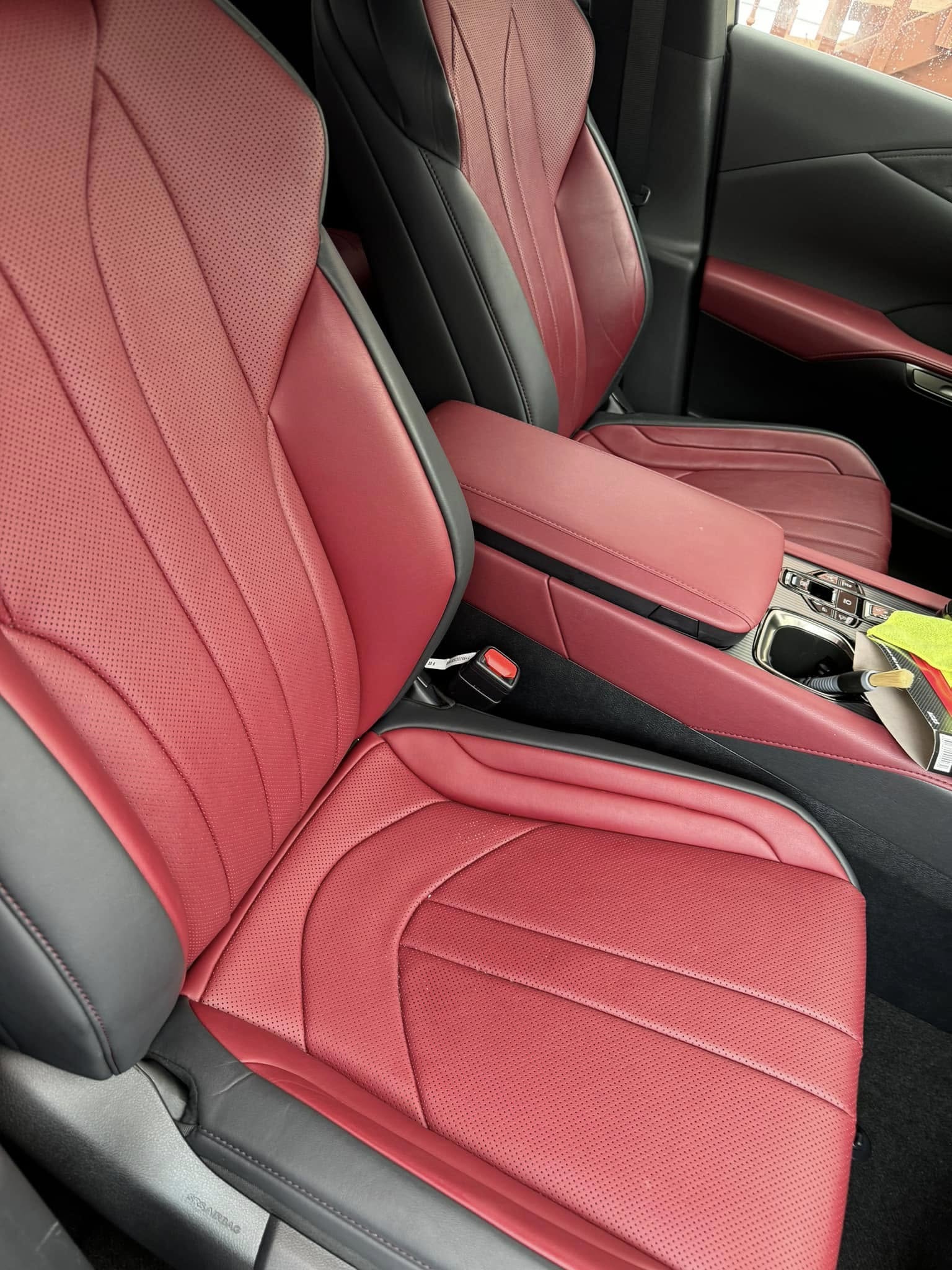 Red leather interior detail